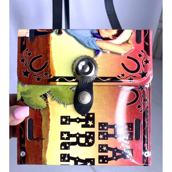 Little Earth Vintage Western Happy Trails Cowgirl Purse Cross Body Leather Strap - Picture 1 of 9